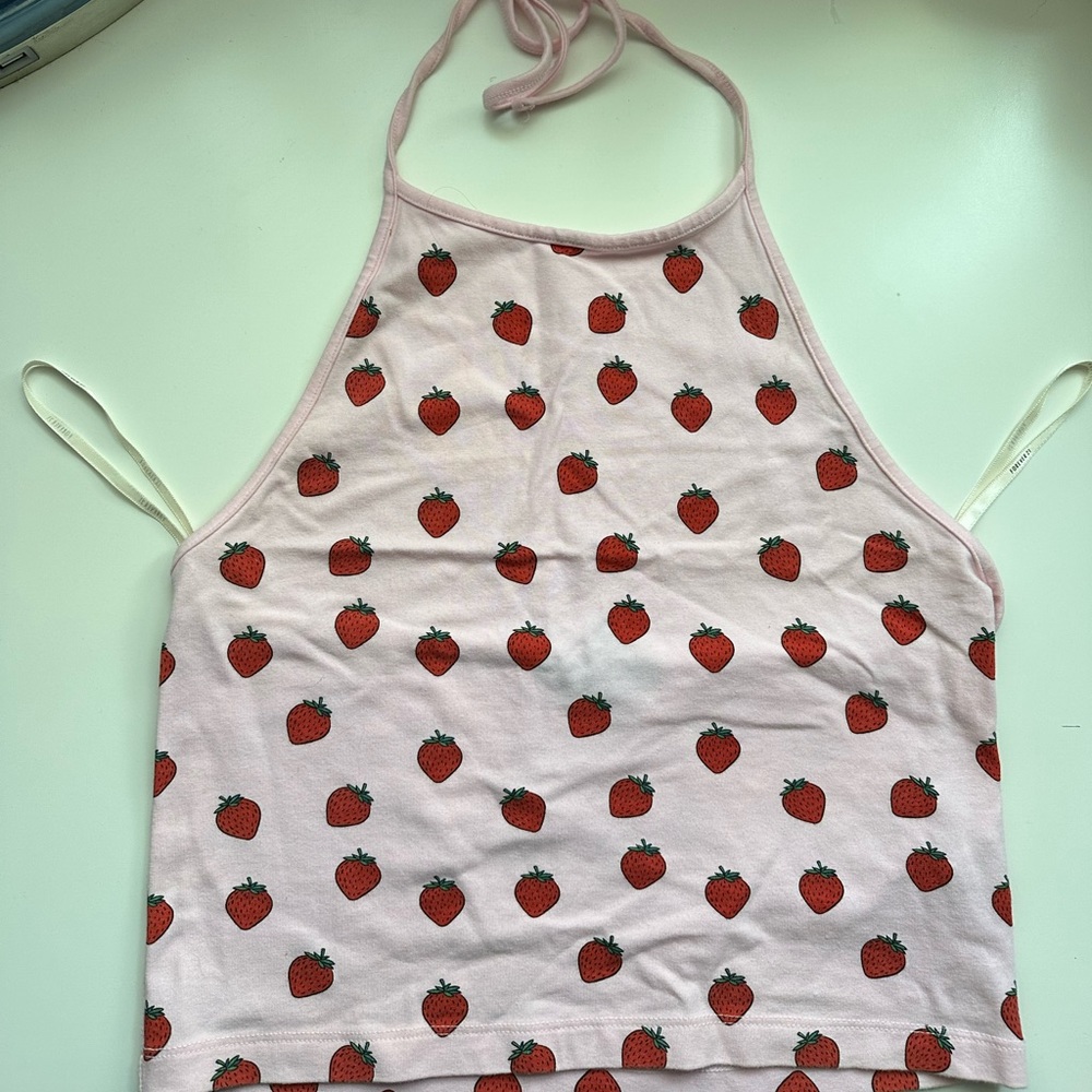 Forever 21 Strawberry cropped halter top